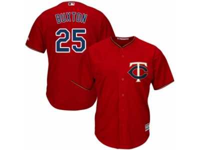 Men's Majestic Minnesota Twins #25 Byron Buxton Replica Scarlet Alternate Cool Base MLB Jersey