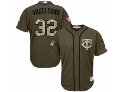 Men's Majestic Minnesota Twins #32 Ryan Vogelsong Authentic Green Salute to Service MLB Jersey