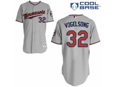 Men's Majestic Minnesota Twins #32 Ryan Vogelsong Authentic Grey Road Cool Base MLB Jersey