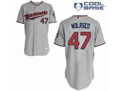Men's Majestic Minnesota Twins #47 Ricky Nolasco Replica Grey Road Cool Base MLB Jersey