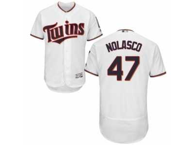 Men\'s Majestic Minnesota Twins #47 Ricky Nolasco White Flexbase Authentic Collection MLB Jersey