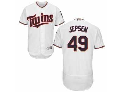 Men\'s Majestic Minnesota Twins #49 Kevin Jepsen White Flexbase Authentic Collection MLB Jersey