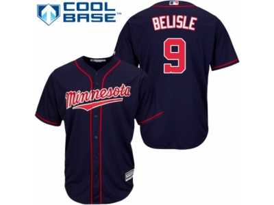 Men's Majestic Minnesota Twins #9 Matt Belisle Replica Navy Blue Alternate Road Cool Base MLB Jersey