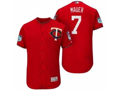 Men\'s Minnesota Twins #7 Joe Mauer 2017 Spring Training Flex Base Authentic Collection Stitched Baseball Jersey