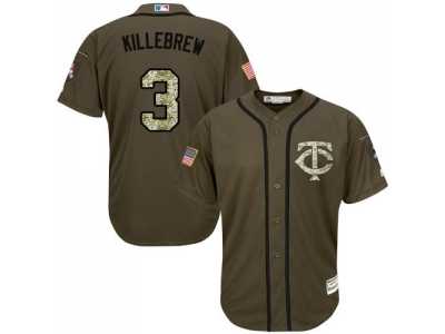 Minnesota Twins #3 Harmon Killebrew Green Salute to Service Stitched Baseball Jersey