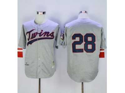 Mitchell And Ness 1969 Minnesota Twins #28 Bert Blyleven Grey Throwback Stitched MLB Jersey