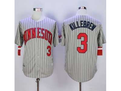 Mitchell And Ness 1987 Minnesota Twins #3 Harmon Killebrew Grey Throwback Stitched MLB Jersey