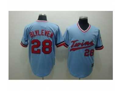 mlb minnesota twins #28 blvleven baby blue[cooperstown throwback]