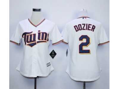 Women Minnesota Twins #2 Brian Dozier White Home Stitched MLB Jersey