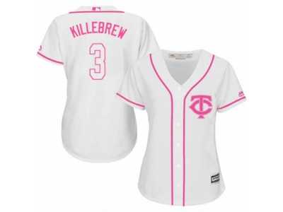 Women's Majestic Minnesota Twins #3 Harmon Killebrew Replica White Fashion Cool Base MLB Jersey