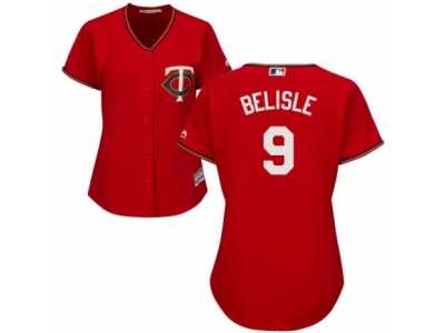 Women's Majestic Minnesota Twins #9 Matt Belisle Authentic Scarlet Alternate Cool Base MLB Jersey