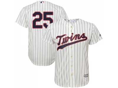 Youth Minnesota Twins #25 Byron Buxton Cream Strip Cool Base Stitched MLB Jersey