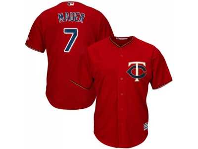 Youth Minnesota Twins #7 Joe Mauer Red Cool Base Stitched MLB Jersey