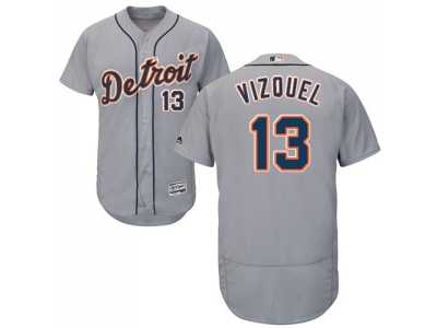 Detroit Tigers #13 Omar Vizquel Grey Flexbase Authentic Collection Stitched MLB Jersey