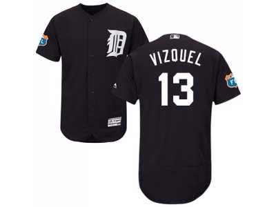 Detroit Tigers #13 Omar Vizquel Navy Blue Flexbase Authentic Collection Stitched MLB Jersey