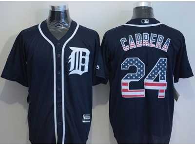 Detroit Tigers #24 Miguel Cabrera Navy Blue USA Flag Fashion Stitched Baseball Je