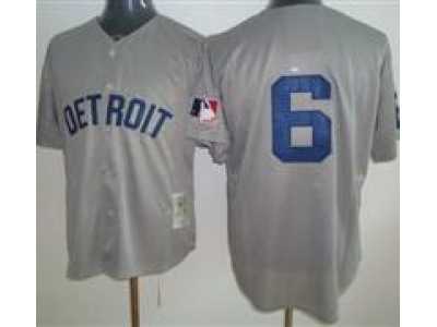 MLB Detroit Tigers #6 Al Kaline Grey Throwback M&N Jerseys[number blue]