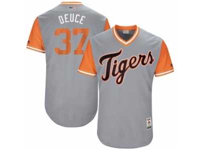 Men's 2017 Little League World Series Tigers #37 Jim Adduci Deuce Gray Jersey