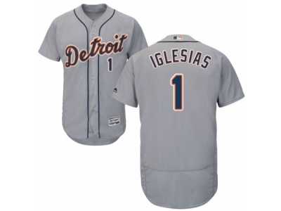 Men's Majestic Detroit Tigers #1 Jose Iglesias Grey Flexbase Authentic Collection MLB Jersey