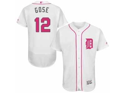 Men's Majestic Detroit Tigers #12 Anthony Gose Authentic White 2016 Mother's Day Fashion Flex Base MLB Jersey