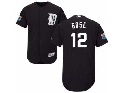 Men's Majestic Detroit Tigers #12 Anthony Gose Navy Blue Flexbase Authentic Collection MLB Jersey