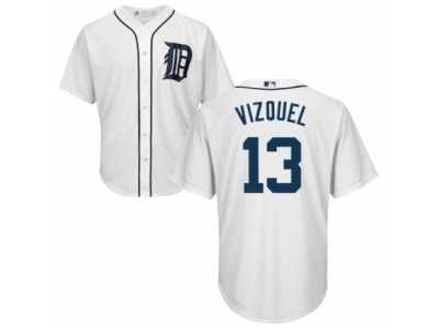 Men's Majestic Detroit Tigers #13 Omar Vizquel Replica White Home Cool Base MLB Jersey