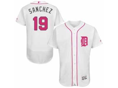 Men's Majestic Detroit Tigers #19 Anibal Sanchez Authentic White 2016 Mother's Day Fashion Flex Base MLB Jersey