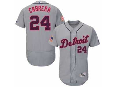 Men's Majestic Detroit Tigers #24 Miguel Cabrera Grey Fashion Stars & Stripes Flex Base MLB Jersey