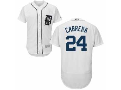 Men's Majestic Detroit Tigers #24 Miguel Cabrera White Flexbase Authentic Collection MLB Jersey