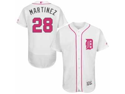 Men's Majestic Detroit Tigers #28 J. D. Martinez Authentic White 2016 Mother's Day Fashion Flex Base MLB Jersey