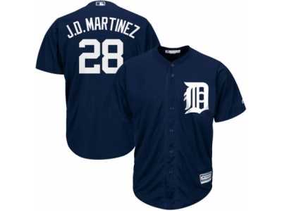 Men's Majestic Detroit Tigers #28 J. D. Martinez Replica Navy Blue Cool Base MLB Jersey