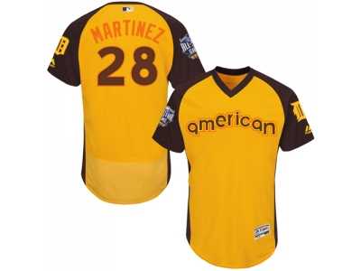Men's Majestic Detroit Tigers #28 J. D. Martinez Yellow 2016 All-Star American League BP Authentic Collection Flex Base MLB Jersey