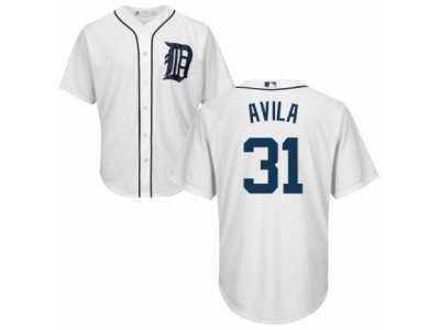 Men\'s Majestic Detroit Tigers #31 Alex Avila Replica White Home Cool Base MLB Jersey