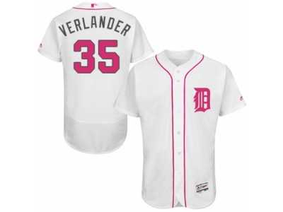 Men's Majestic Detroit Tigers #35 Justin Verlander Authentic White 2016 Mother's Day Fashion Flex Base MLB Jersey
