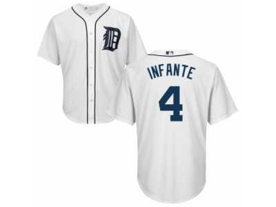 Men's Majestic Detroit Tigers #4 Omar Infante Replica White Home Cool Base MLB Jersey