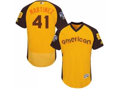 Men\'s Majestic Detroit Tigers #41 Victor Martinez Yellow 2016 All-Star American League BP Authentic Collection Flex Base MLB Jersey