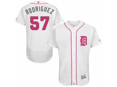 Men's Majestic Detroit Tigers #57 Francisco Rodriguez Authentic White 2016 Mother's Day Fashion Flex Base MLB Jersey