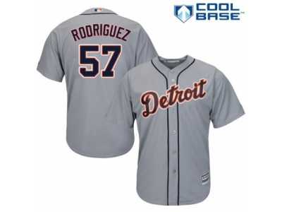 Men's Majestic Detroit Tigers #57 Francisco Rodriguez Replica Grey Road Cool Base MLB Jersey