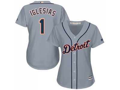 Women's Detroit Tigers #1 Jose Iglesias Grey Road Stitched MLB Jersey