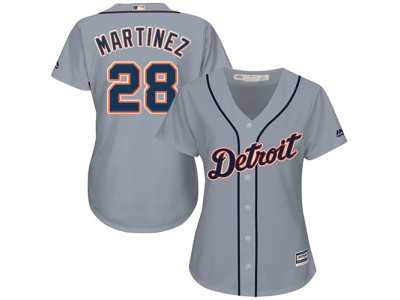 Women's Detroit Tigers #28 J. D. Martinez Grey Road Stitched MLB Jersey