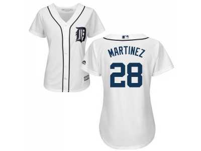 Women\'s Detroit Tigers #28 J. D. Martinez White Home Stitched MLB Jersey