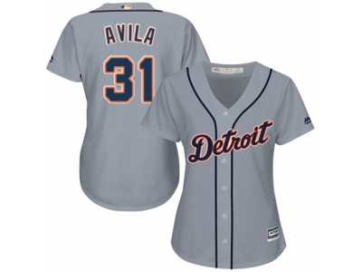 Women's Majestic Detroit Tigers #31 Alex Avila Replica Grey Road Cool Base MLB Jersey