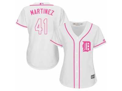 Women's Majestic Detroit Tigers #41 Victor Martinez Authentic White Fashion Cool Base MLB Jersey