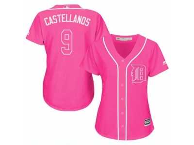 Women's Majestic Detroit Tigers #9 Nick Castellanos Replica Pink Fashion Cool Base MLB Jersey