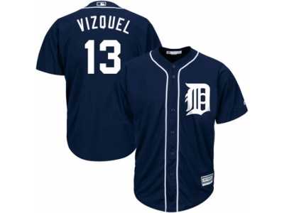 Youth Majestic Detroit Tigers #13 Omar Vizquel Replica Navy Blue Alternate Cool Base MLB Jersey