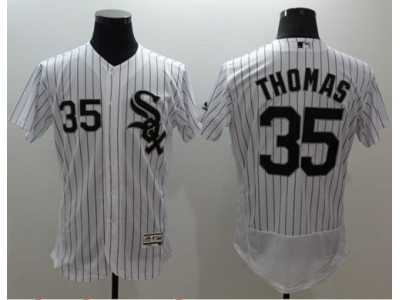 Chicago White Sox #35 Frank Thomas White(Black Strip) Flexbase Authentic Collection Stitched Baseball Jersey