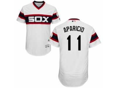 Men's Majestic Chicago White Sox #11 Luis Aparicio White Flexbase Authentic Collection MLB Jersey
