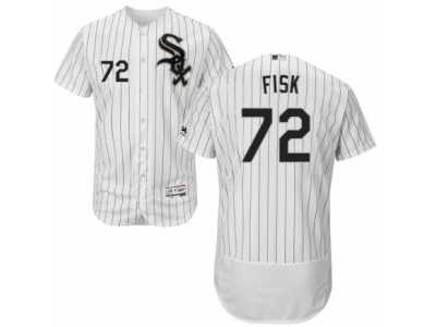 Men's Majestic Chicago White Sox #72 Carlton Fisk White Black Flexbase Authentic Collection MLB Jersey