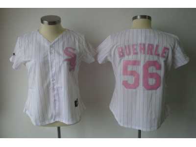 MLB Women Jerseys Chicago White Sox #56 buehrle White[pink strip]