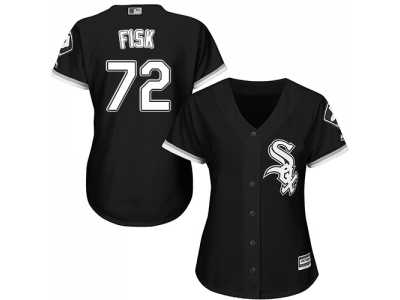 Women's Chicago White Sox #72 Carlton Fisk Black Alternate Stitched MLB Jersey